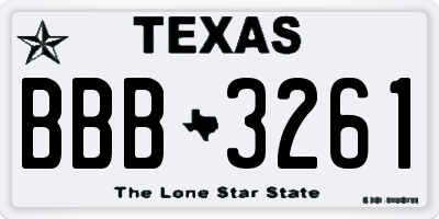 TX license plate BBB3261