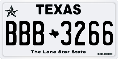 TX license plate BBB3266