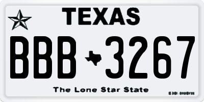 TX license plate BBB3267