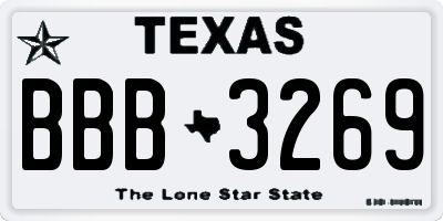 TX license plate BBB3269