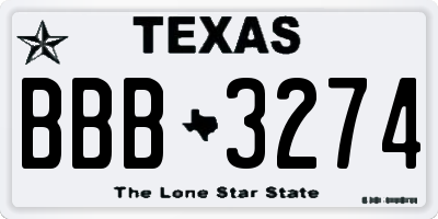 TX license plate BBB3274