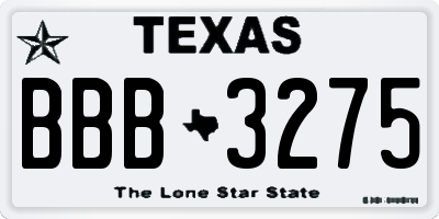 TX license plate BBB3275