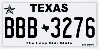 TX license plate BBB3276