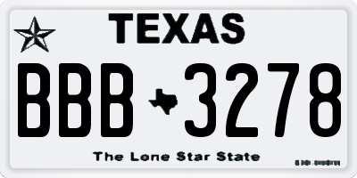 TX license plate BBB3278