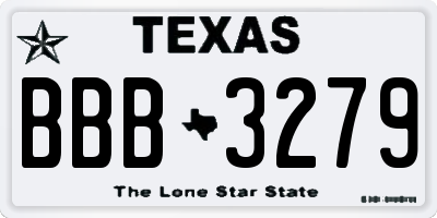 TX license plate BBB3279