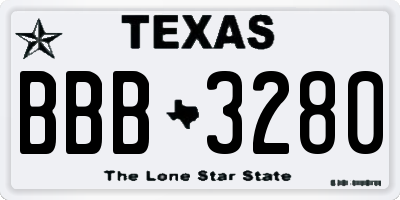 TX license plate BBB3280
