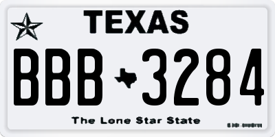 TX license plate BBB3284