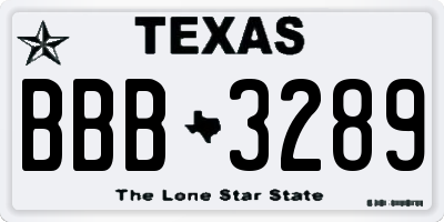 TX license plate BBB3289