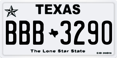 TX license plate BBB3290