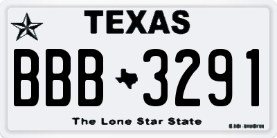 TX license plate BBB3291