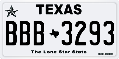 TX license plate BBB3293