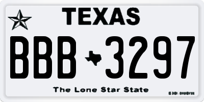 TX license plate BBB3297