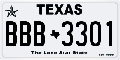 TX license plate BBB3301