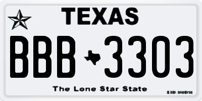 TX license plate BBB3303