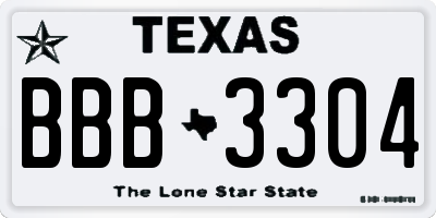 TX license plate BBB3304