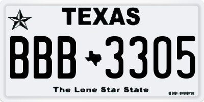 TX license plate BBB3305