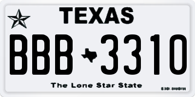 TX license plate BBB3310