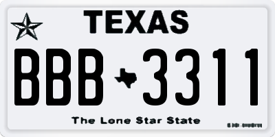 TX license plate BBB3311