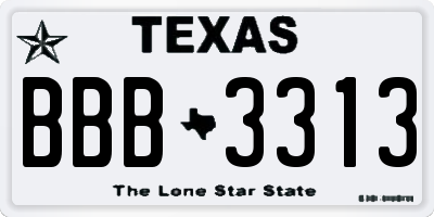 TX license plate BBB3313