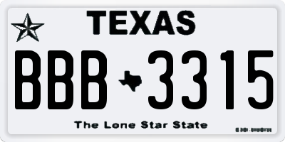 TX license plate BBB3315