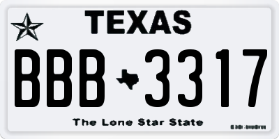 TX license plate BBB3317