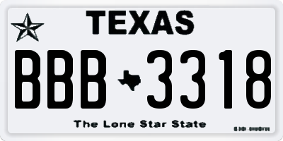 TX license plate BBB3318