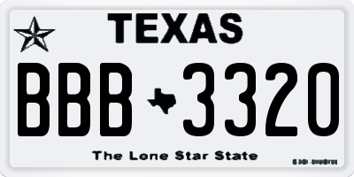 TX license plate BBB3320