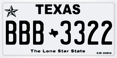 TX license plate BBB3322