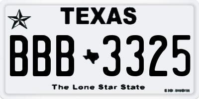 TX license plate BBB3325