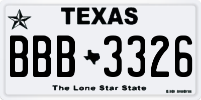 TX license plate BBB3326