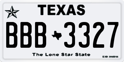 TX license plate BBB3327