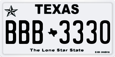 TX license plate BBB3330