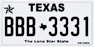 TX license plate BBB3331