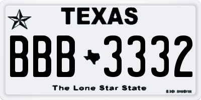 TX license plate BBB3332