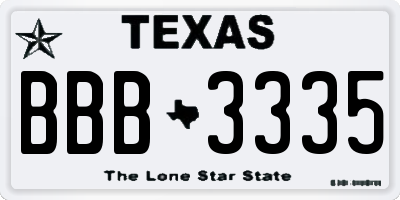 TX license plate BBB3335