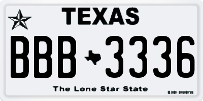 TX license plate BBB3336