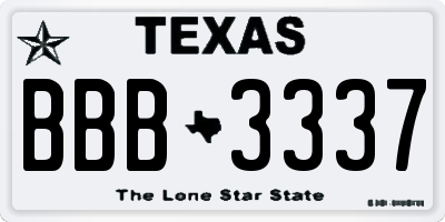 TX license plate BBB3337