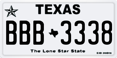 TX license plate BBB3338