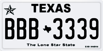 TX license plate BBB3339