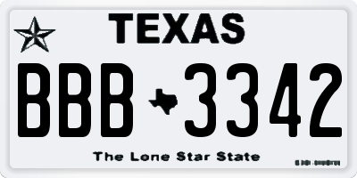 TX license plate BBB3342