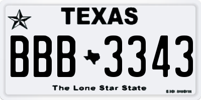 TX license plate BBB3343