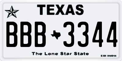 TX license plate BBB3344