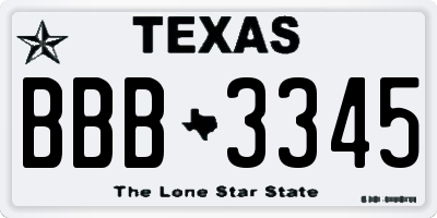 TX license plate BBB3345