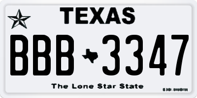 TX license plate BBB3347