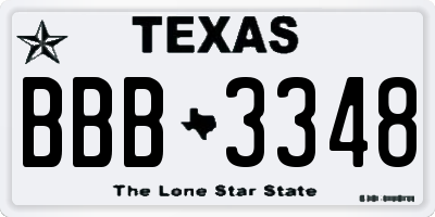 TX license plate BBB3348