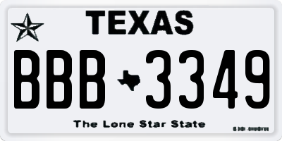 TX license plate BBB3349