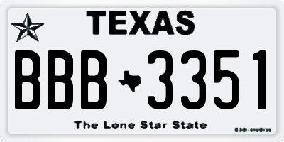 TX license plate BBB3351