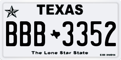 TX license plate BBB3352