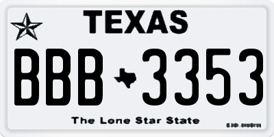 TX license plate BBB3353