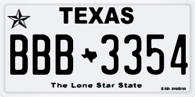 TX license plate BBB3354